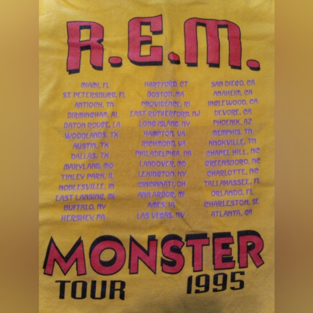 R.E.M. Monster Tour 1995 Yellow/Orange Front And Back Designs Large T-Shirt - Picture 4 of 8